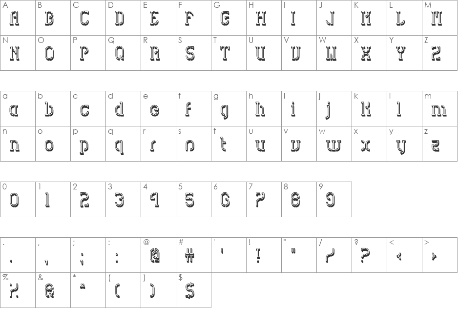 HVD Spencils font character map preview