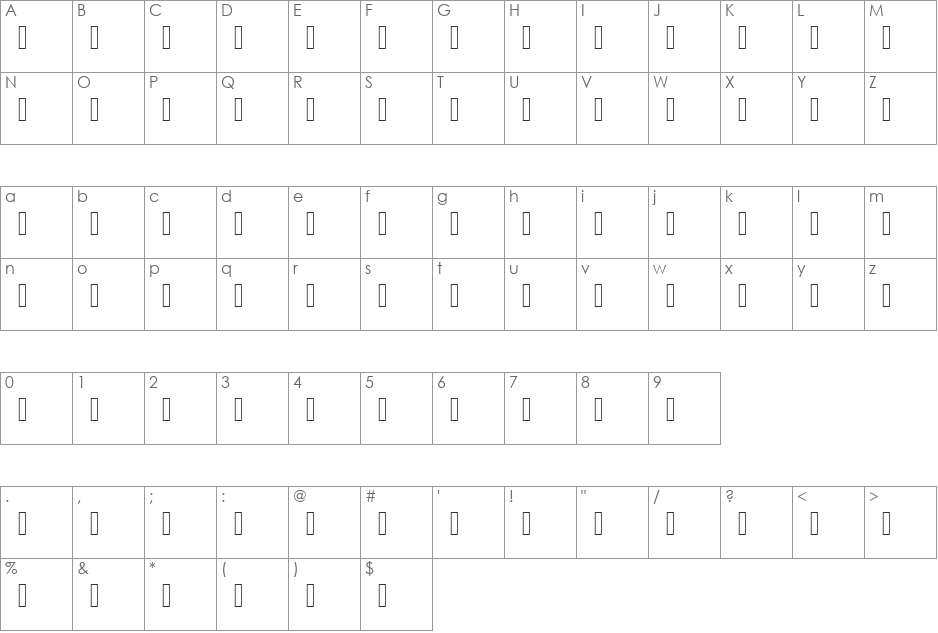 Arial Narrow Special G1 font character map preview