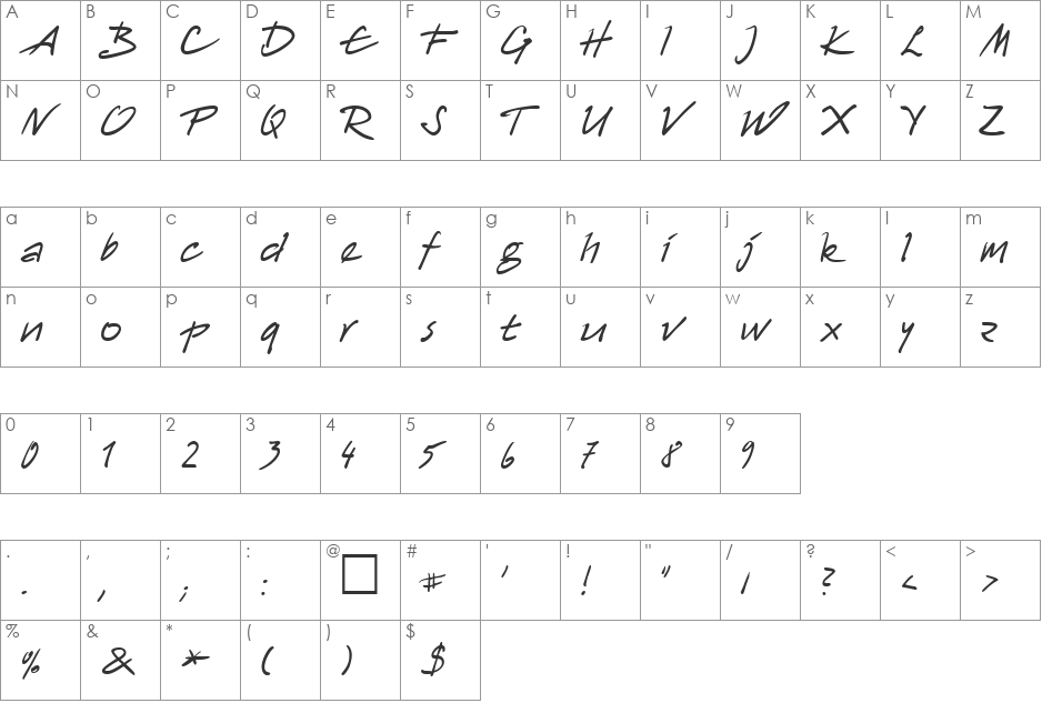 HW Harico DB font character map preview