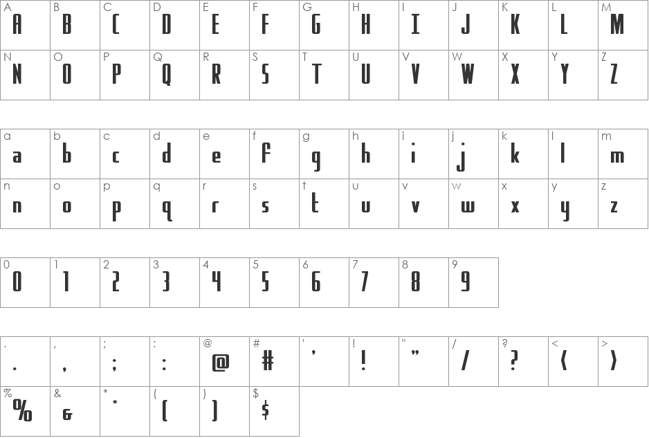 Hydro Squad Straight font character map preview