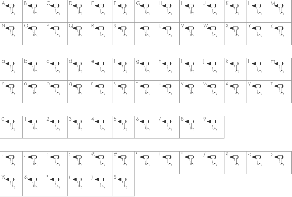 Hygiene font character map preview