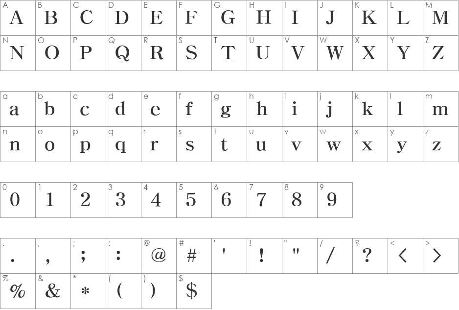 HYMyeongJo-Extra font character map preview