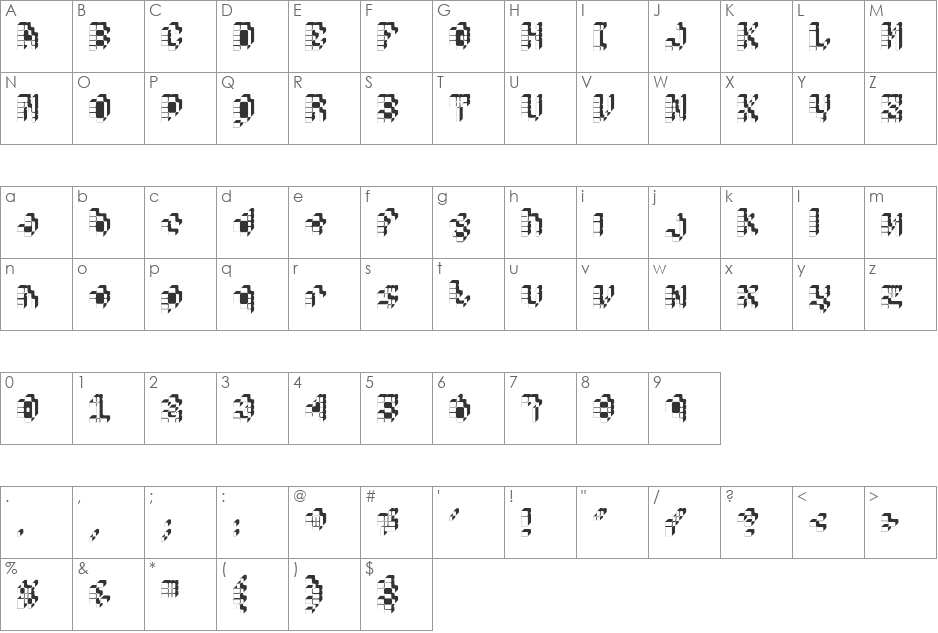 Hypercell font character map preview