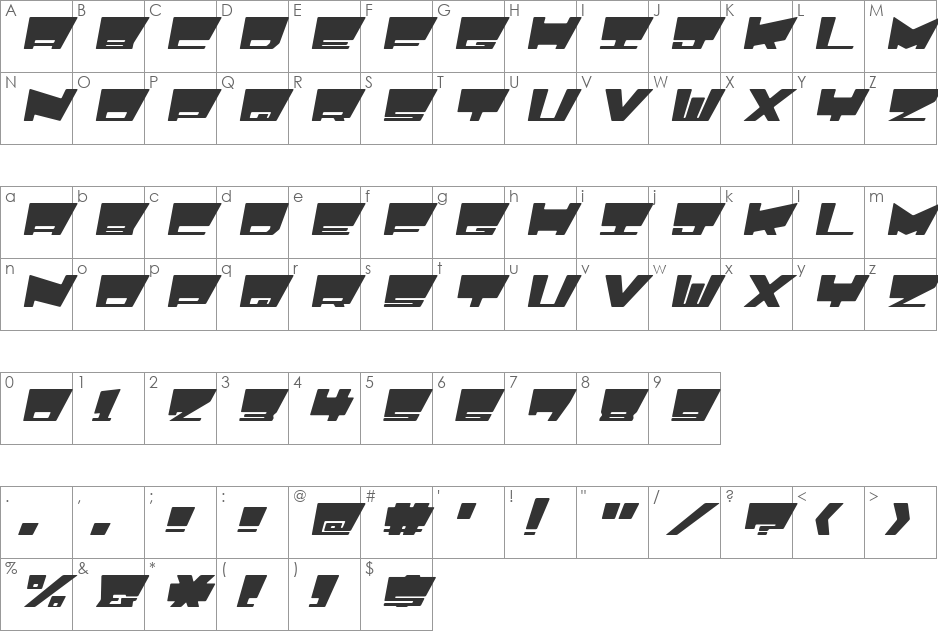 HyperLalabellEI font character map preview