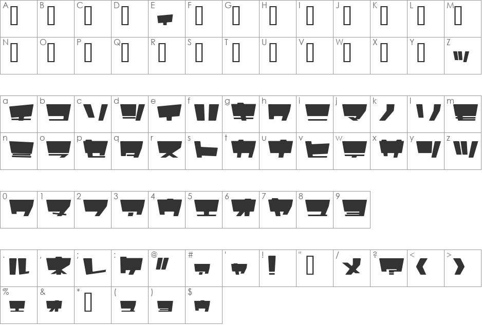HyperLalabellJN font character map preview