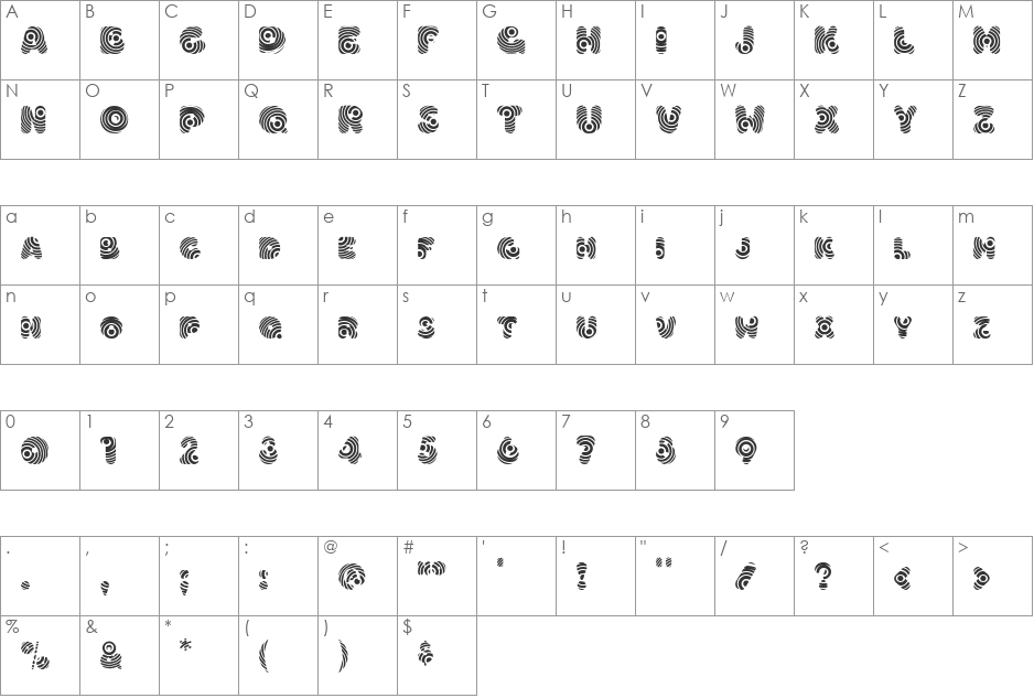 Hypmotizin font character map preview