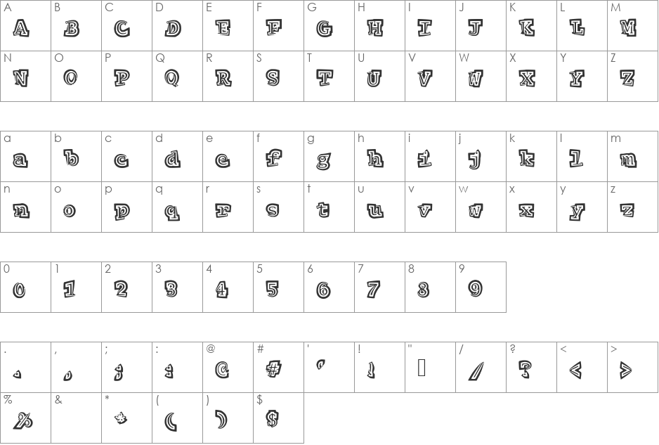 Hypnotize font character map preview