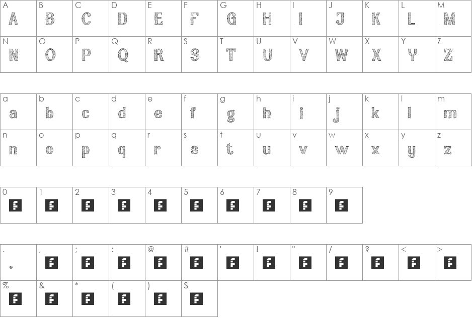 ariapenciroman font character map preview