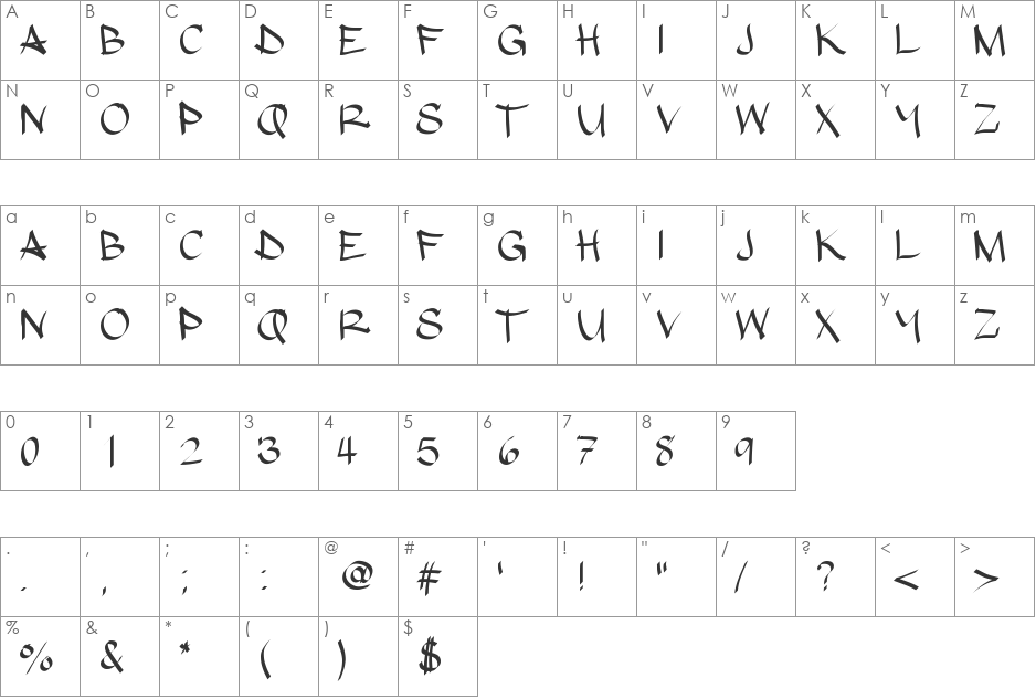 hypografic font character map preview