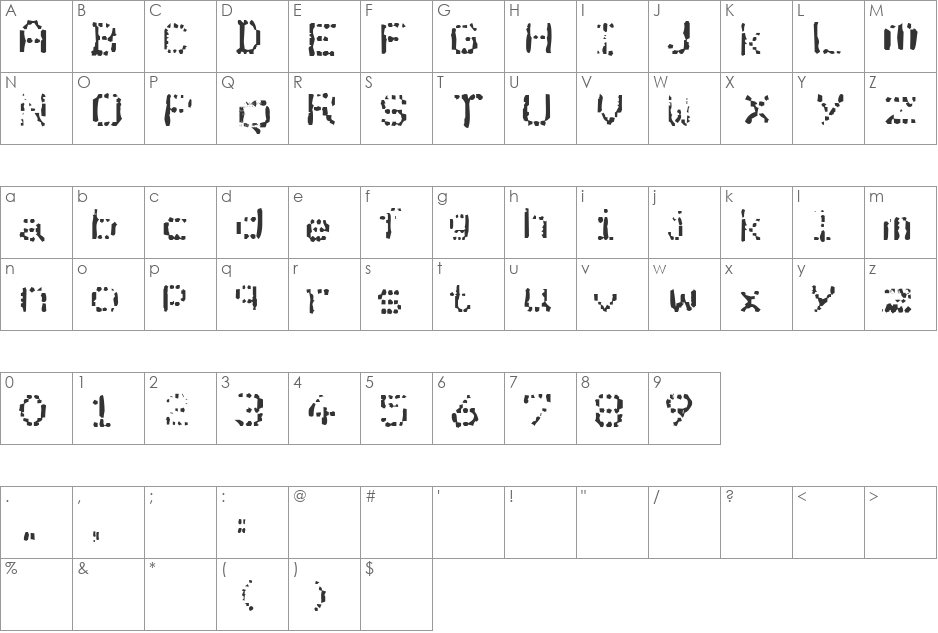 I am Monomer font character map preview