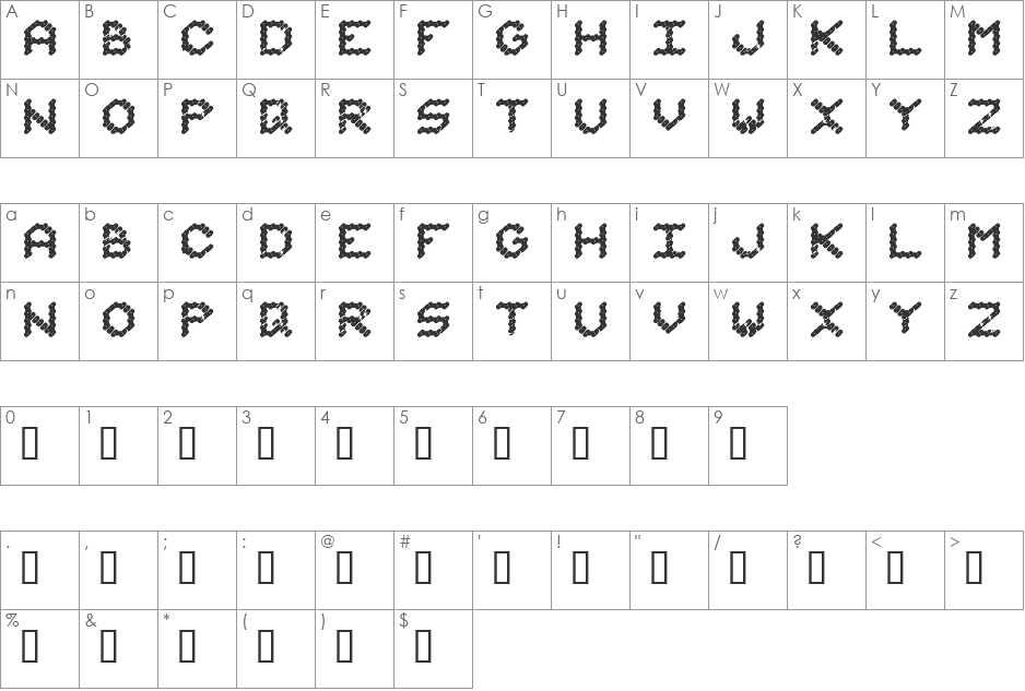 I am Monotonous font character map preview