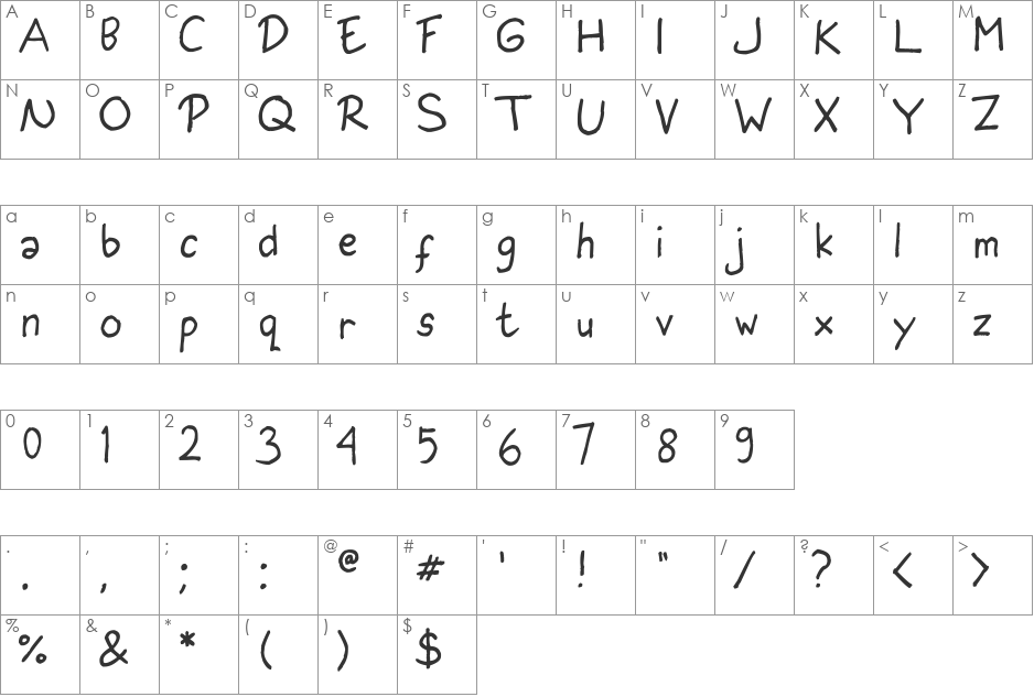 I am Seventeen font character map preview