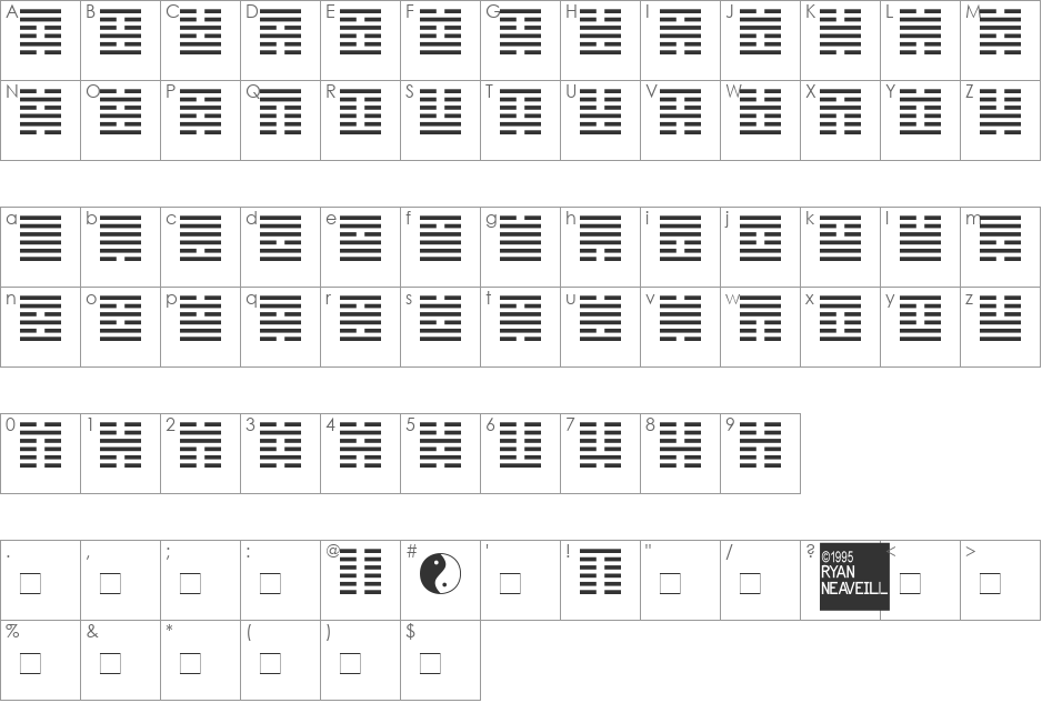 I Ching font character map preview