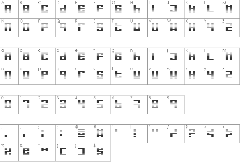 I Ging font character map preview