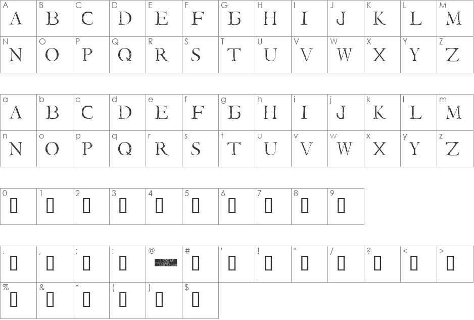 I Still Know font character map preview