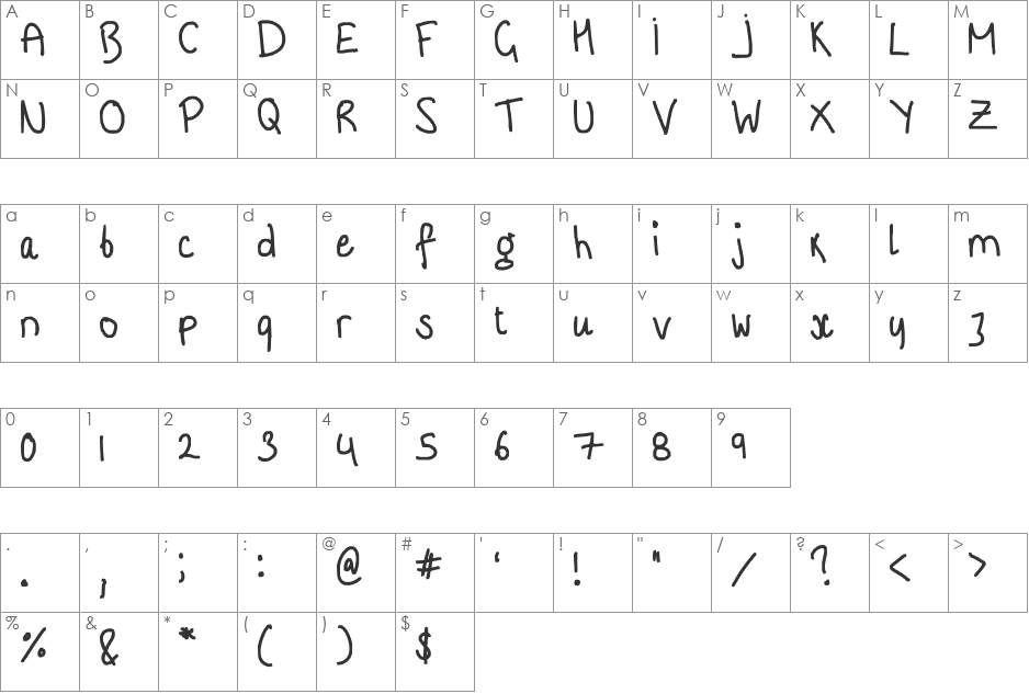 i think your beautiful too font character map preview