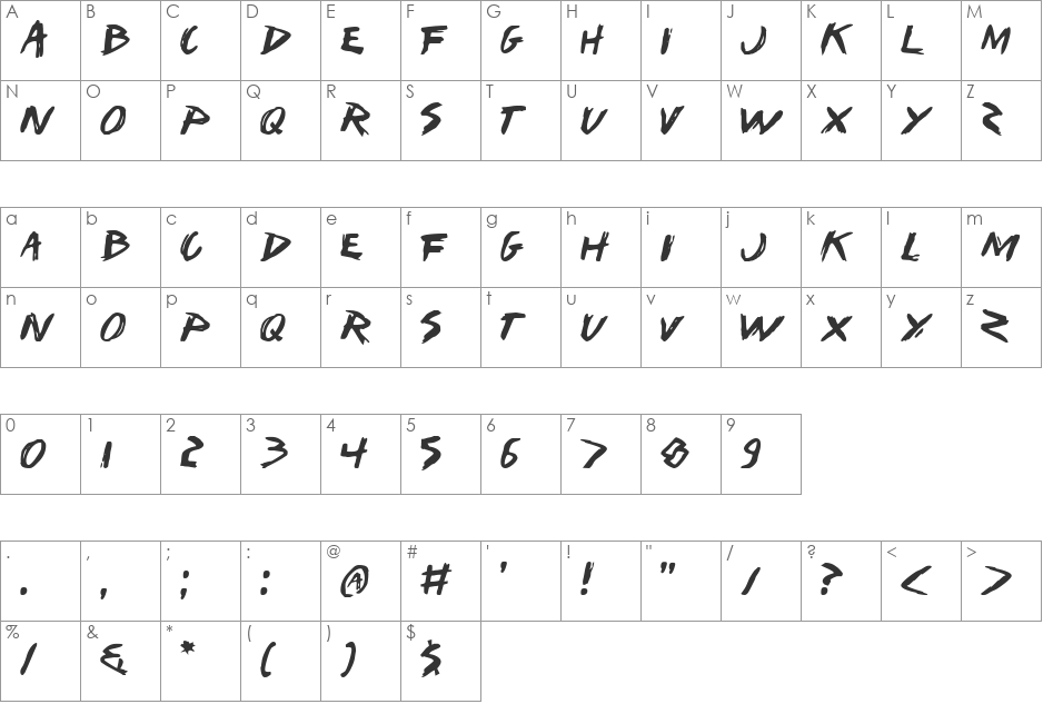 I Want My TTR! font character map preview