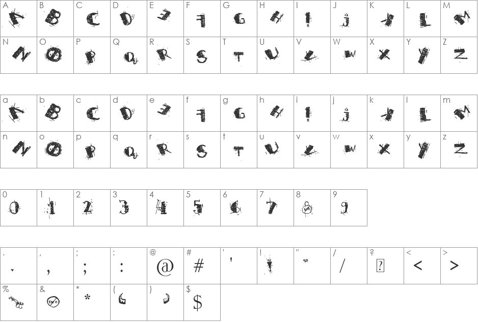 I'M NOT EMO font character map preview