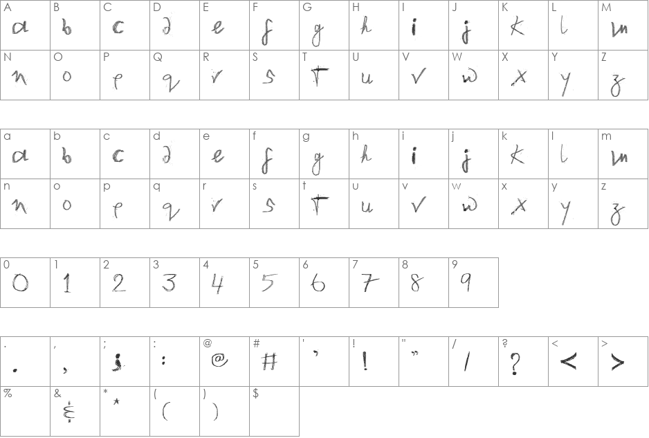 i'mWeird font character map preview