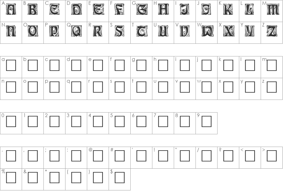 Ian font character map preview