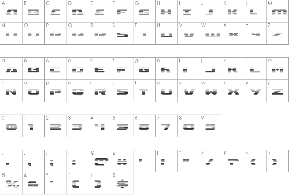 Iapetus Gradient font character map preview