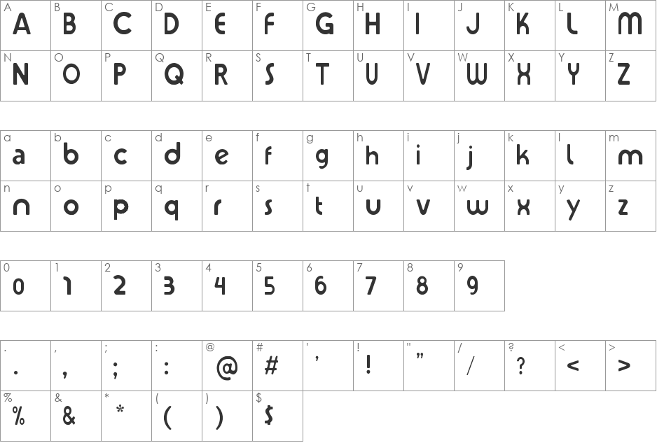 iCarly font character map preview