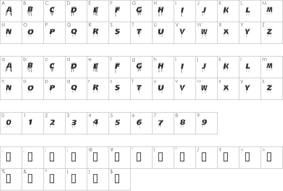 Ice Caps font character map preview