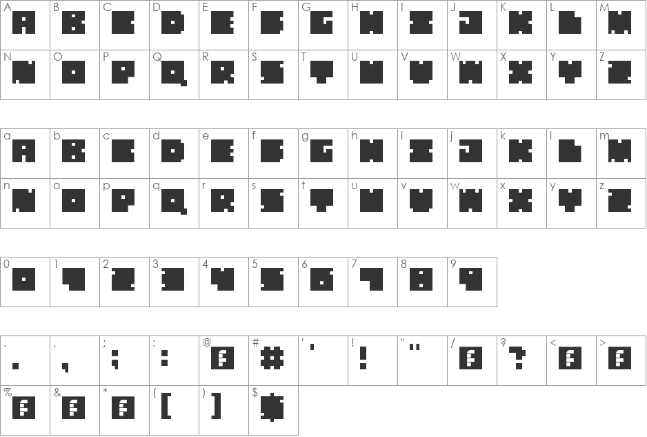 ICE CUBED font character map preview