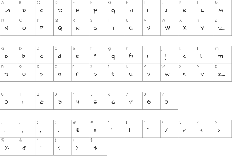 Arilon Shadow Italic font character map preview