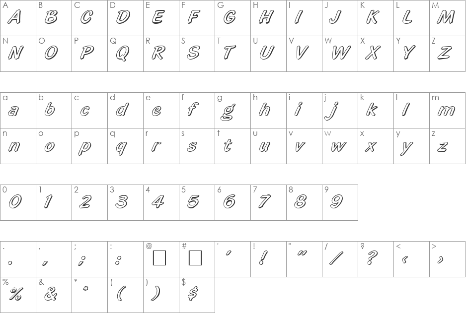 Icecream font character map preview