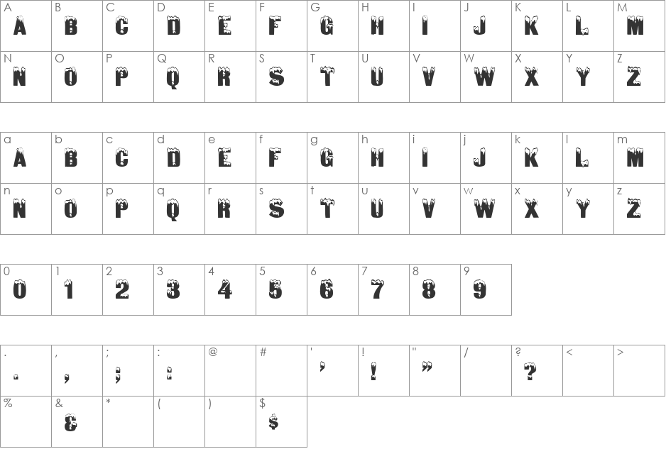 Iceland font character map preview