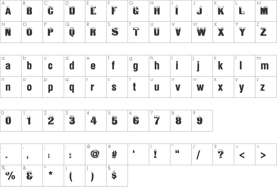IceSnowNormal font character map preview