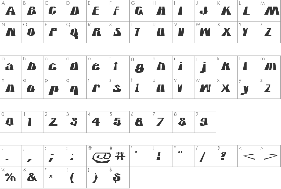 IcicleCountry font character map preview