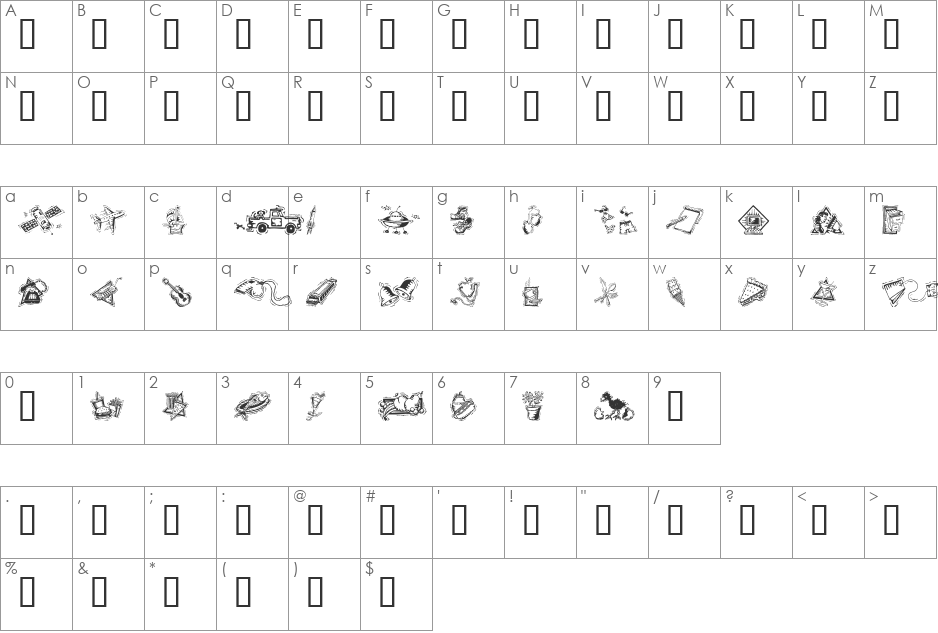 Iconettes font character map preview