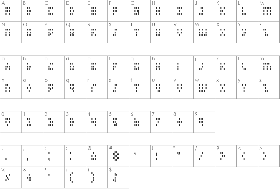 Iconian Condensed font character map preview