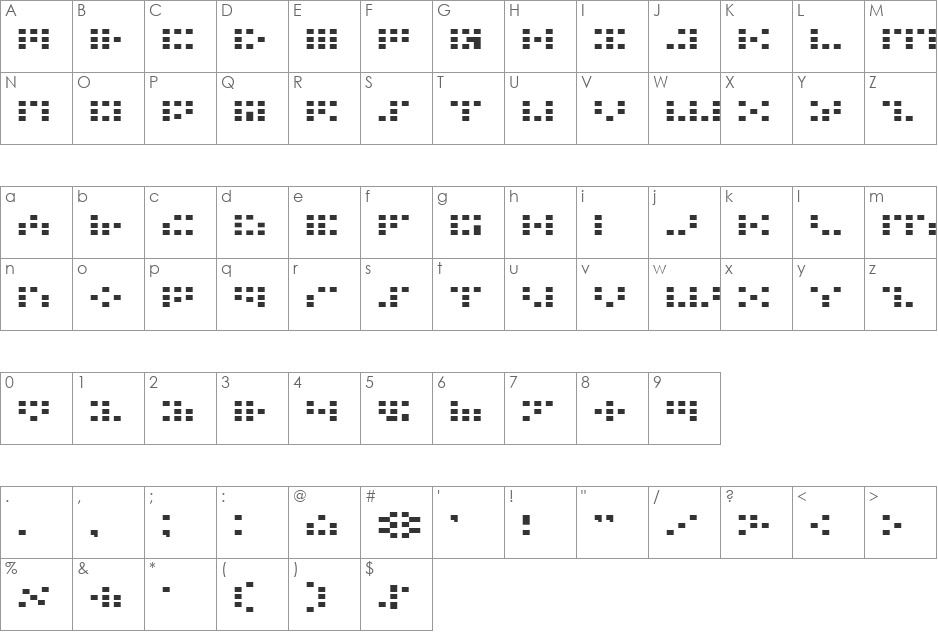 Iconian Expanded font character map preview