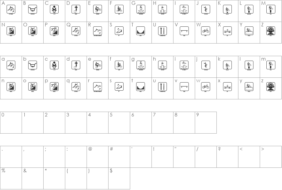 ICONO BMX font character map preview