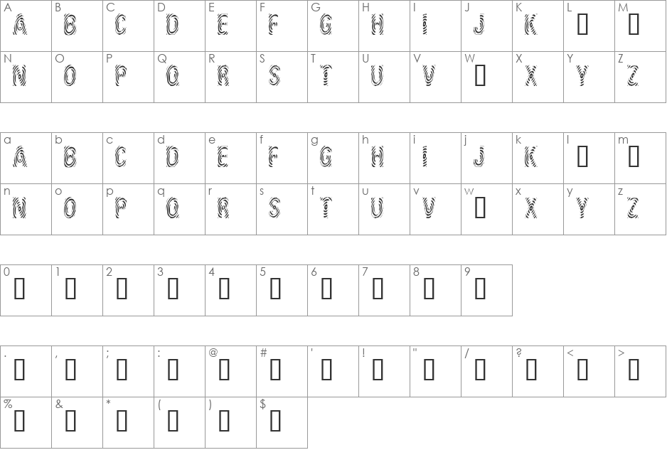 ID SupernovaSW font character map preview