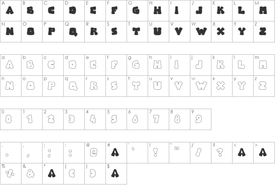 Arise font character map preview