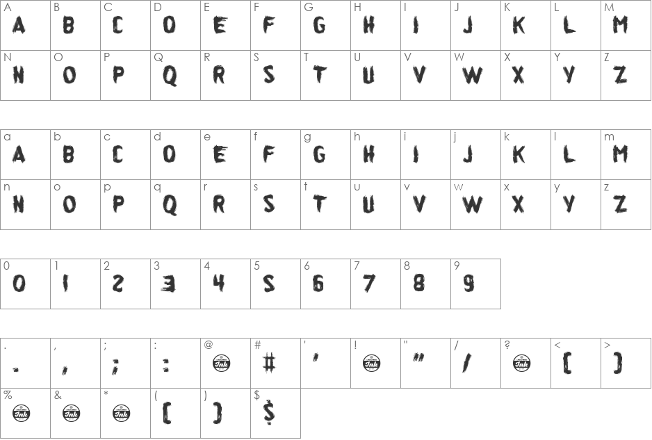 Idiot Stax font character map preview