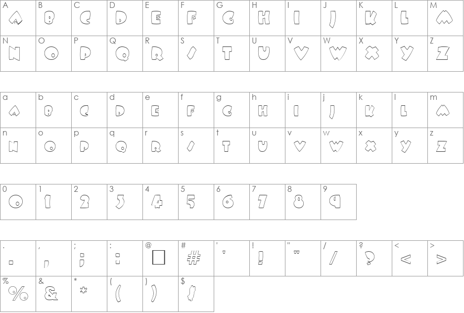 IdomeneoOpen font character map preview