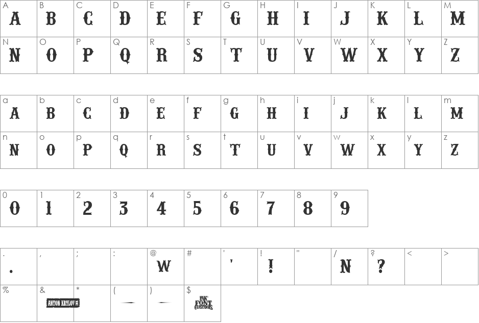 IFC RAILROAD font character map preview