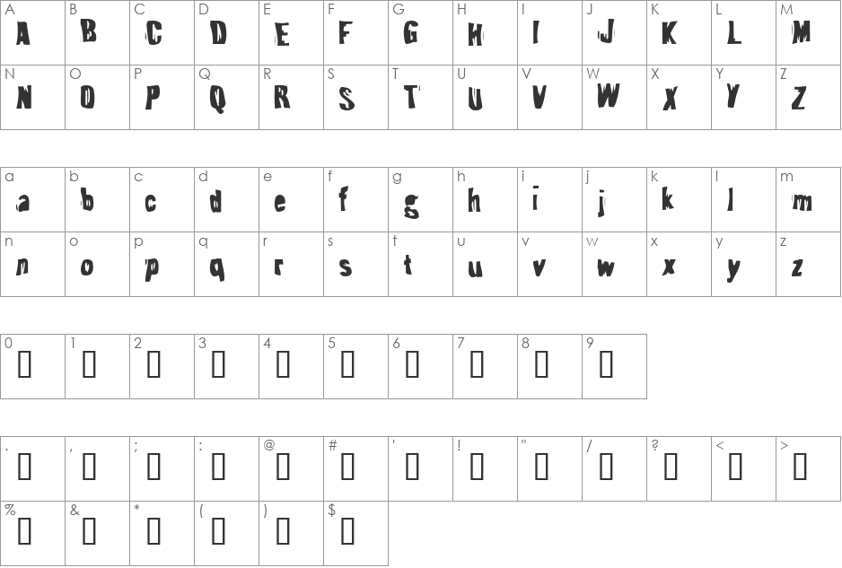 Iggypiggy font character map preview
