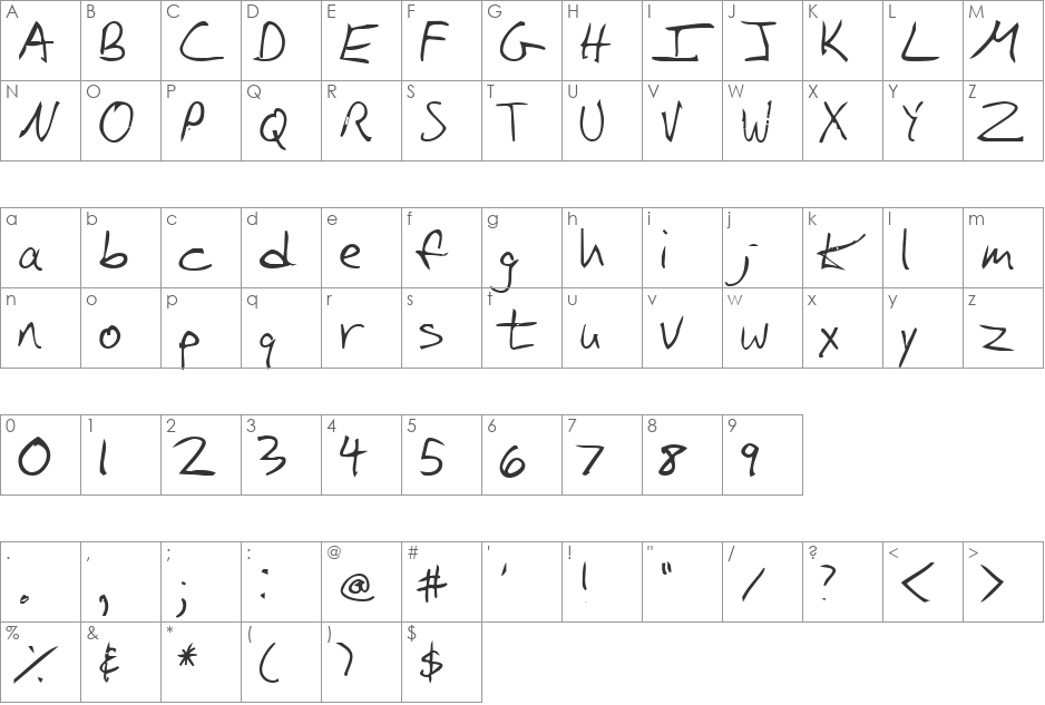 Iglook font character map preview