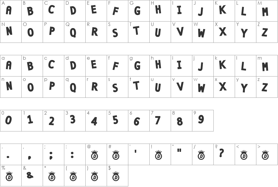 Ignatz font character map preview