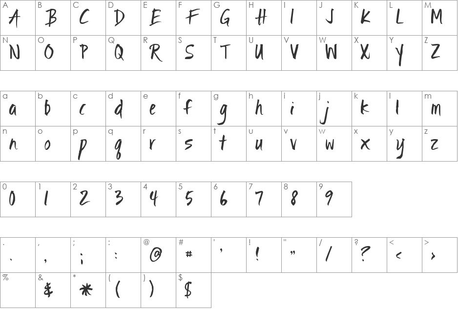 Ignite the Light font character map preview