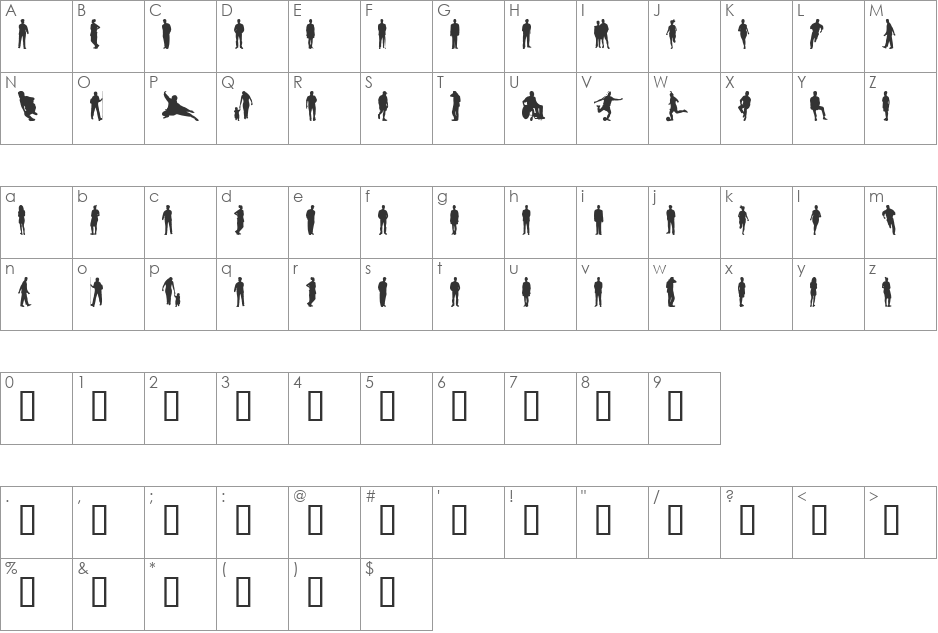 Ihminen  font character map preview