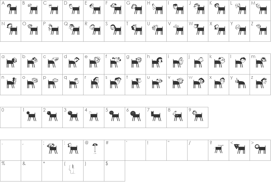 IhrHunde font character map preview