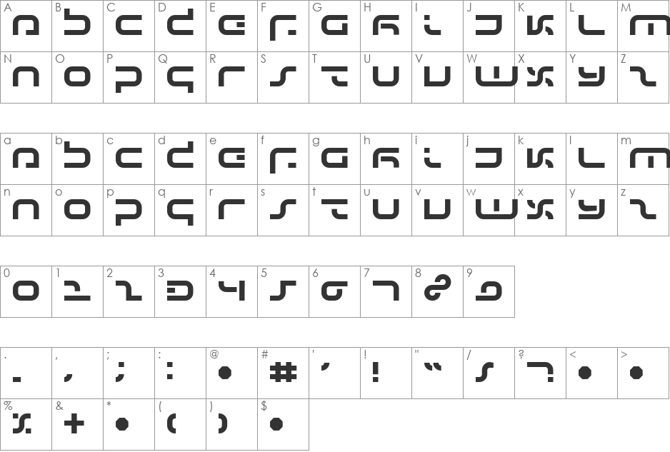 IJ19 font character map preview