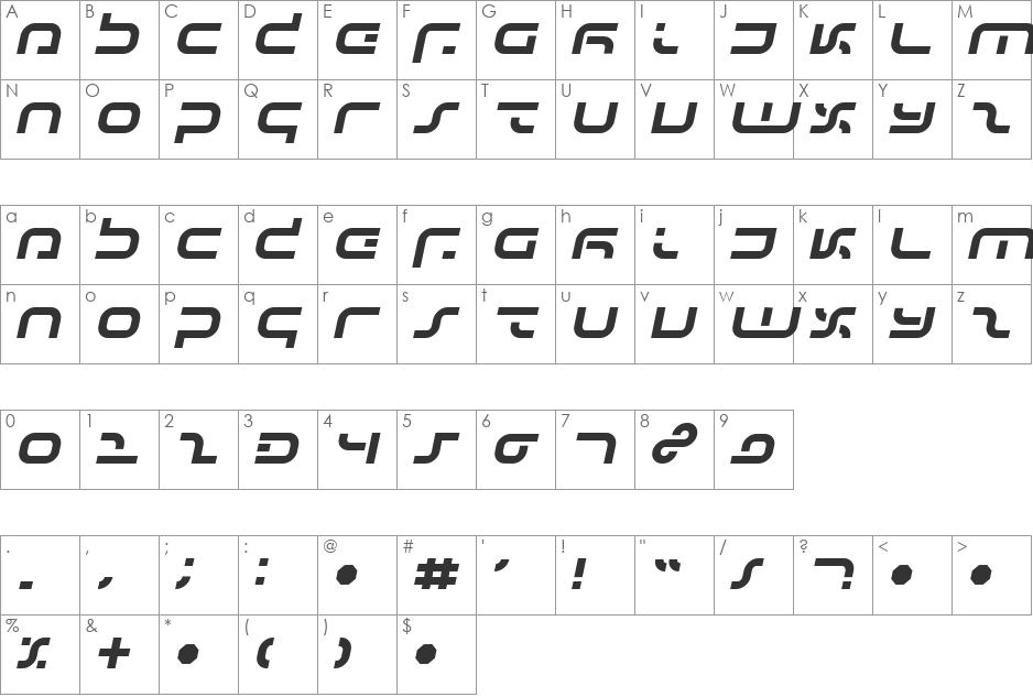 IJ19 12 font character map preview
